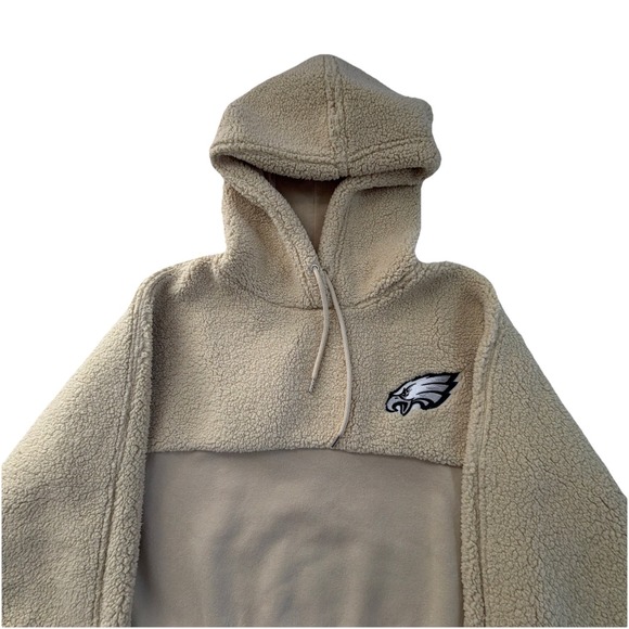 Philadelphia Eagles Sherpa Cropped Hoodie Women's M NFL Team Apparel Cream - Picture 2 of 9